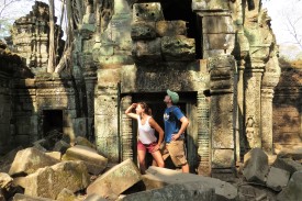 Tracy and Jonathan Exploring the Ruins of Ta Prohm