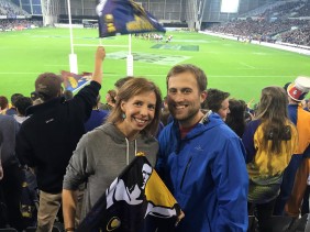 Tracy and Jonathan at the Highlanders game